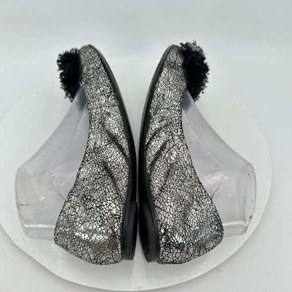 Tory Burch Women Size 7.5M Scrunch Amelia Crystal Silver Ballet Flat Shoes - Picture 6 of 11